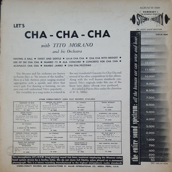 Tito Morano And His Orchestra : Let's Cha Cha Cha In Stereo (LP, Album)