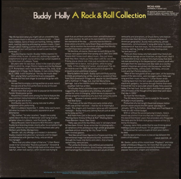 Buddy Holly : A Rock & Roll Collection (2xLP, Comp, RE, Pin)