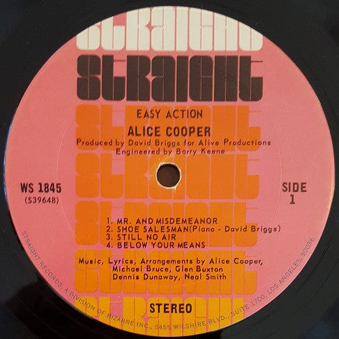 Alice Cooper : Easy Action (LP, Album, Pit)