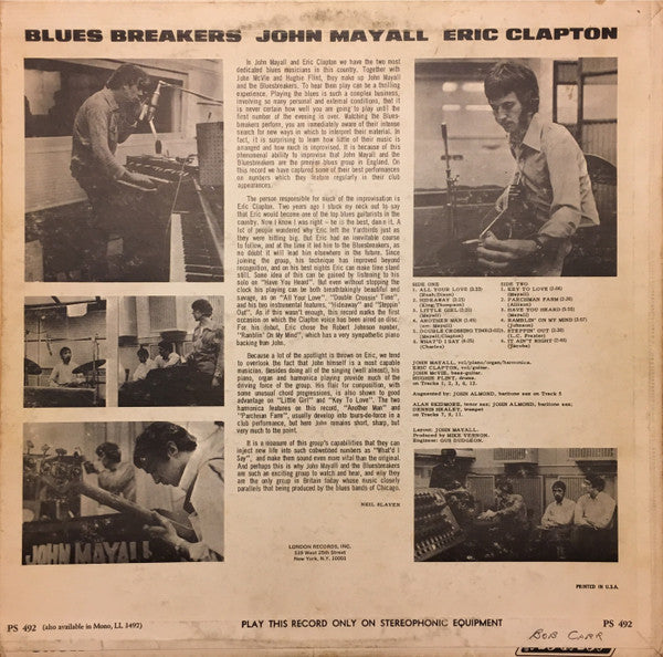 John Mayall With Eric Clapton : Blues Breakers (LP, Album)