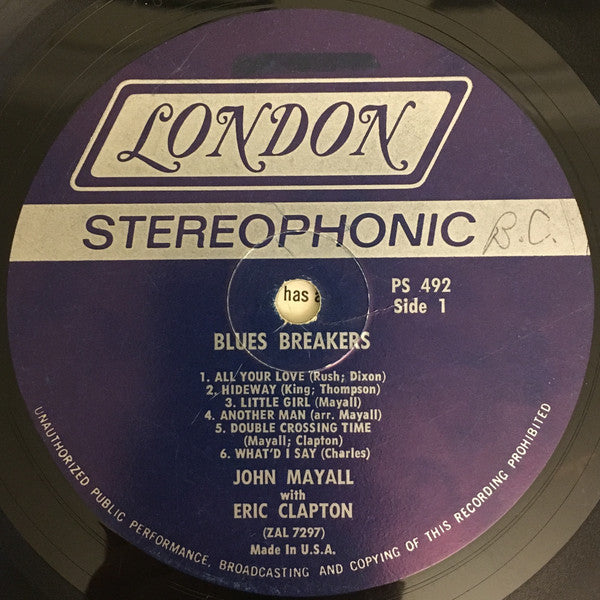 John Mayall With Eric Clapton : Blues Breakers (LP, Album)