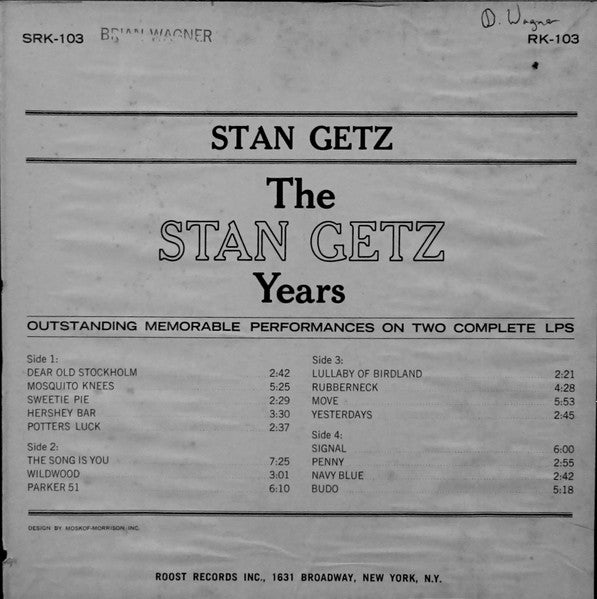 Stan Getz : The Stan Getz Years (2xLP, Comp, Mono)
