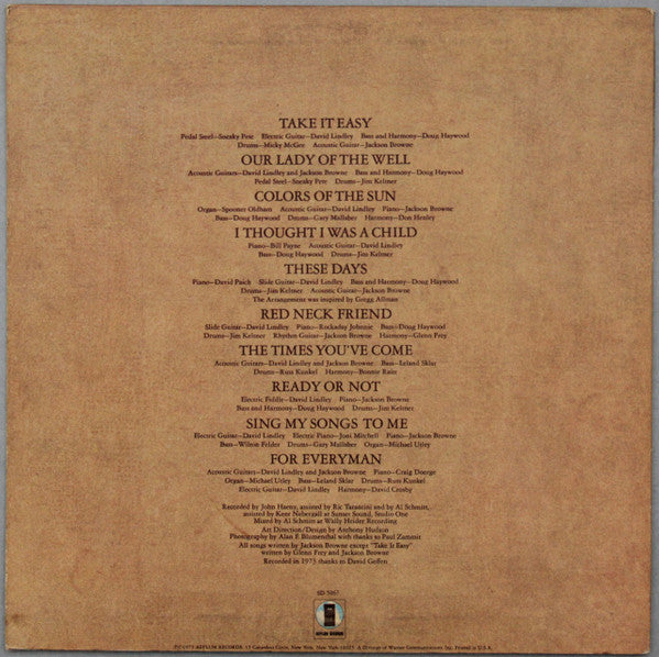 Jackson Browne : For Everyman (LP, Album, RE, SP )