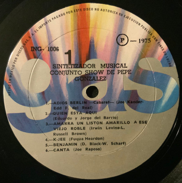 Conjunto Show De Pepe Gonzalez* : Sintetizador Musical (LP, Album, RE)