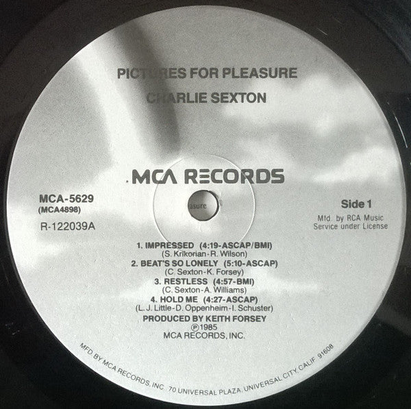 Charlie Sexton : Pictures For Pleasure (LP, Album, Club)