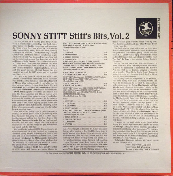 Sonny Stitt : Stitt's Bits, Vol. 2 (LP, Comp, RE, RM)