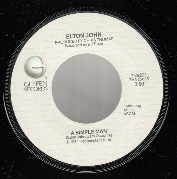 Elton John : Sad Songs (Say So Much) (7", Single, Win)