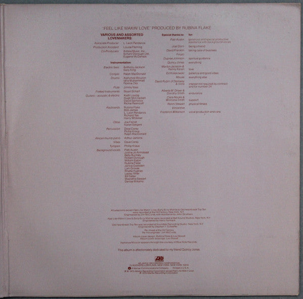 Roberta Flack : Feel Like Makin' Love (LP, Album, PR-)