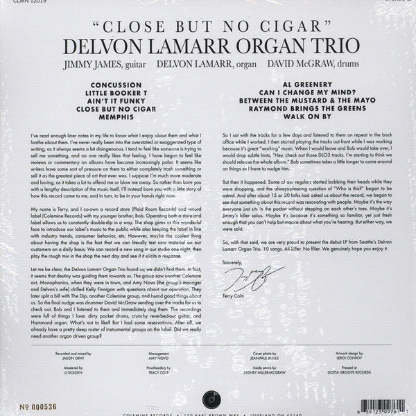 Delvon Lamarr Organ Trio : Close But No Cigar (LP, Album, Ltd, Num, Cok)