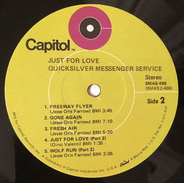 Quicksilver Messenger Service : Just For Love (LP, Album, Jac)