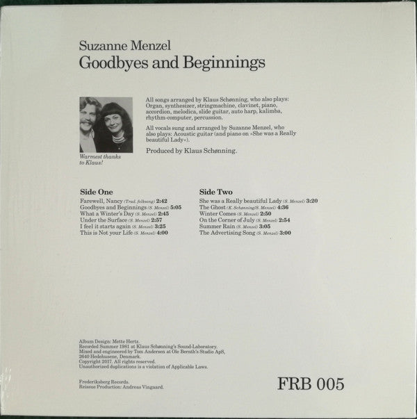 Suzanne Menzel : Goodbyes And Beginnings (LP, Album, RE, RM)