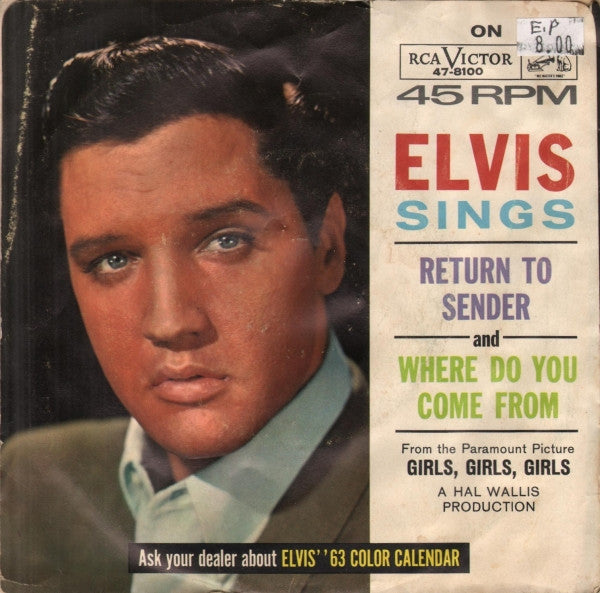 Elvis Presley With The Jordanaires : Return To Sender / Where Do You Come From (7", Single, Ind)