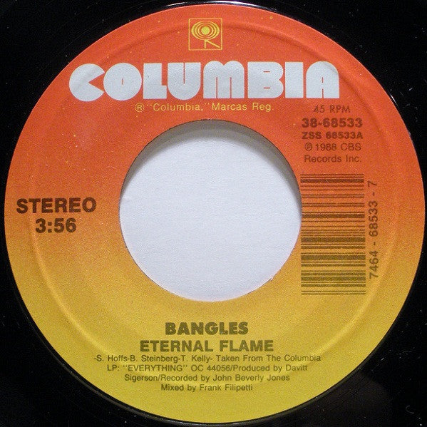 Bangles : Eternal Flame (7", Single, Styrene, Car)