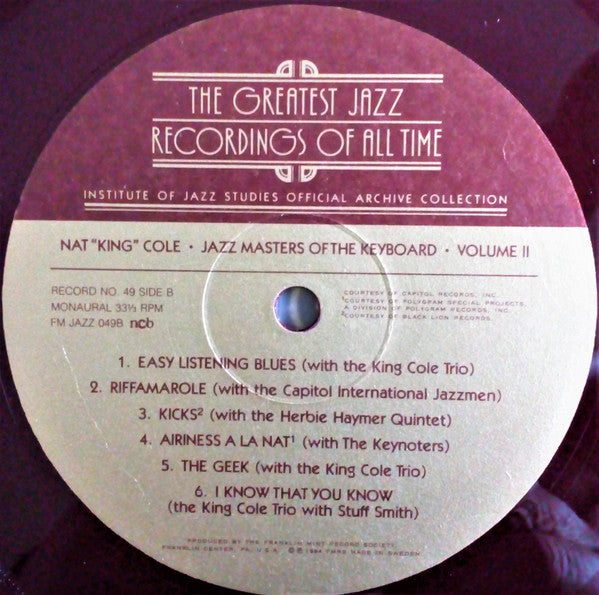 Cole*, Garner*, Powell*, Peterson* : Jazz Masters Of The Keyboard Vol. II (4xLP, Comp, Mono, Red + Box)