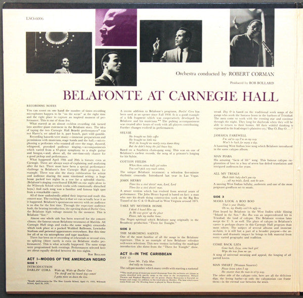 Belafonte* : Belafonte At Carnegie Hall: The Complete Concert (2xLP, Album, Ind)