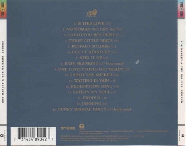 Bob Marley & The Wailers : Legend (The Best Of Bob Marley And The Wailers) (CD, Comp, RE, UML)