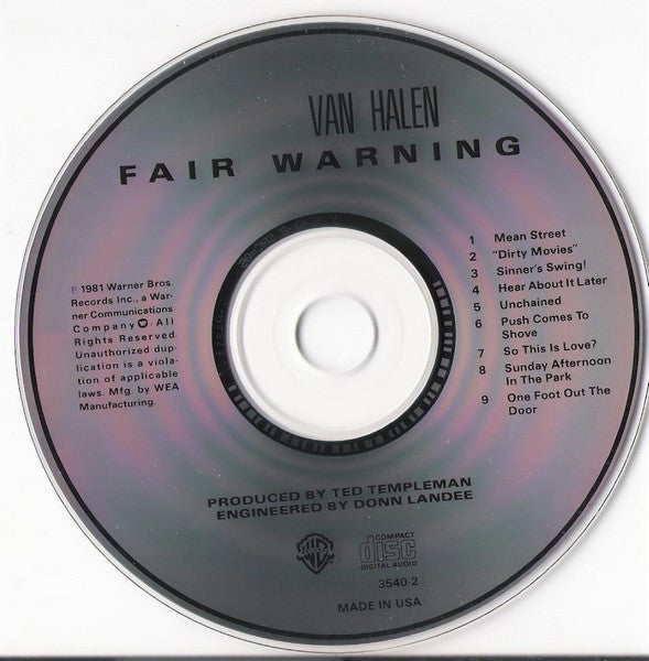 Van Halen : Fair Warning (CD, Album, RE)