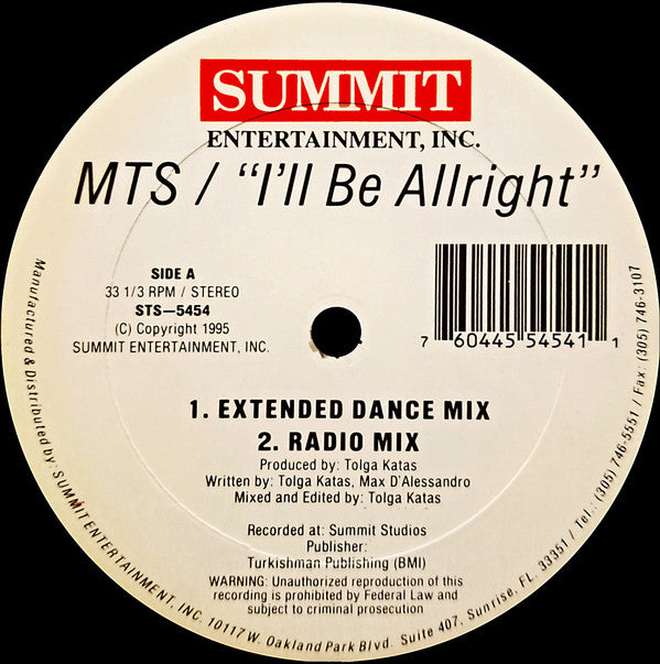 MTS : I'll Be Allright (12")