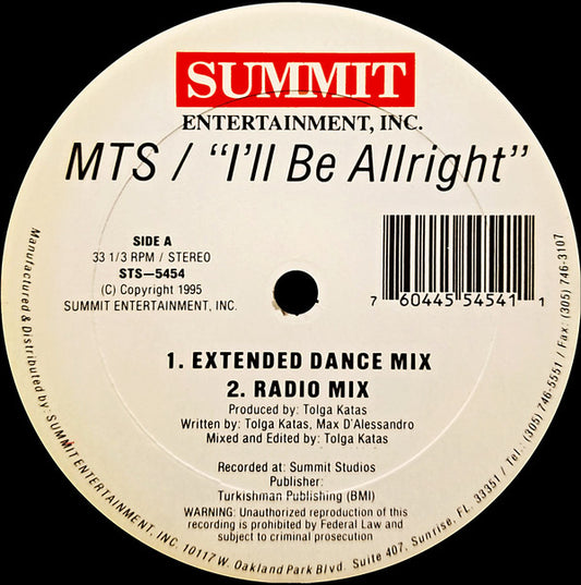 MTS : I'll Be Allright (12")