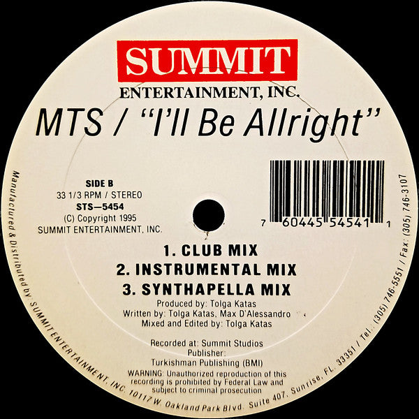 MTS : I'll Be Allright (12")