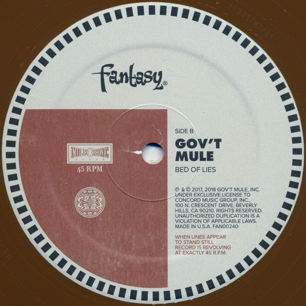 Gov't Mule : Girl With No Self-Esteem/Bed Of Lies (12", RSD, Single, Bro)