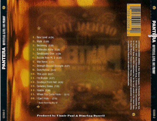Pantera : Official Live: 101 Proof (CD, Album, RP)