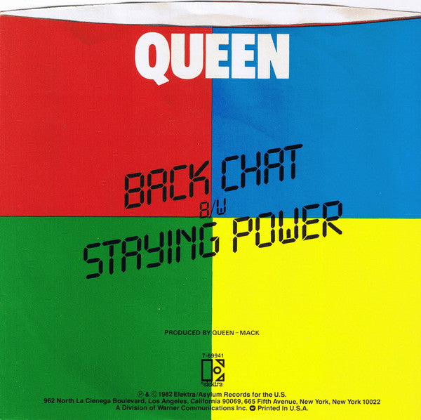 Queen : Back Chat (7", Single, Promo, SP)
