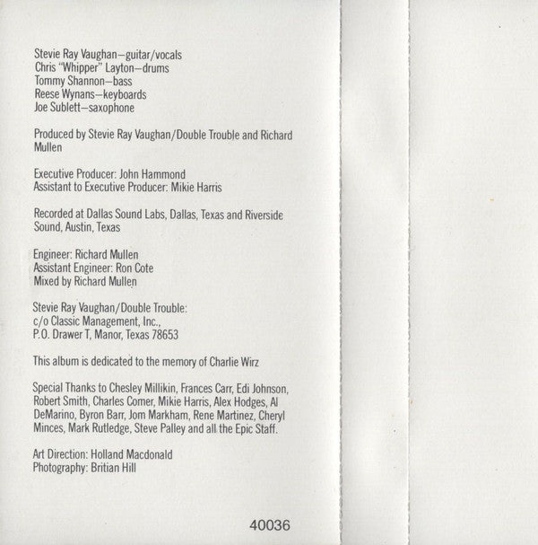 Stevie Ray Vaughan And Double Trouble* : Soul To Soul (Cass, Album, Dol)