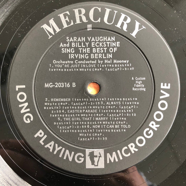 Sarah Vaughan And Billy Eckstine : Sing The Best Of Irving Berlin (LP, Album, Mono)