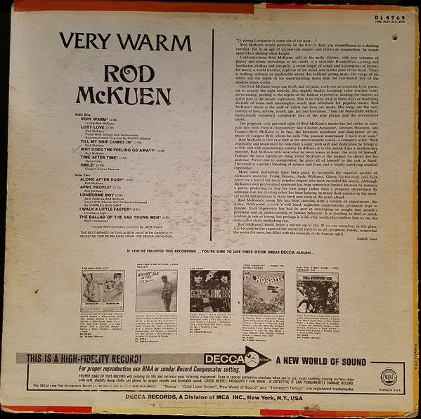 Rod McKuen : Very Warm  (LP, Comp, Mono)