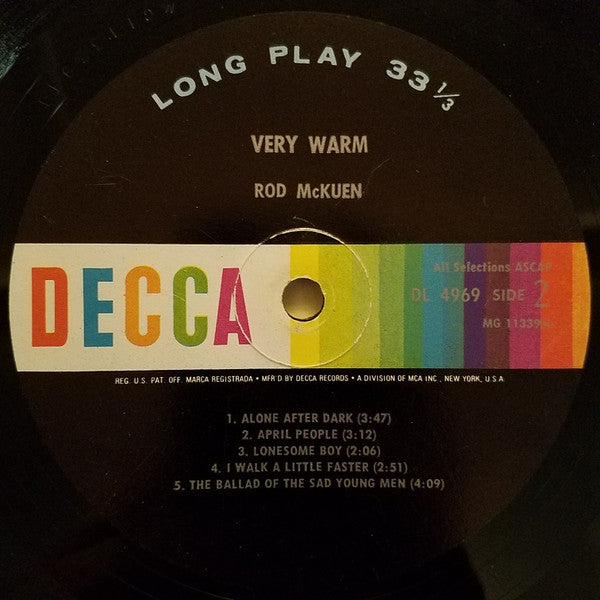 Rod McKuen : Very Warm  (LP, Comp, Mono)