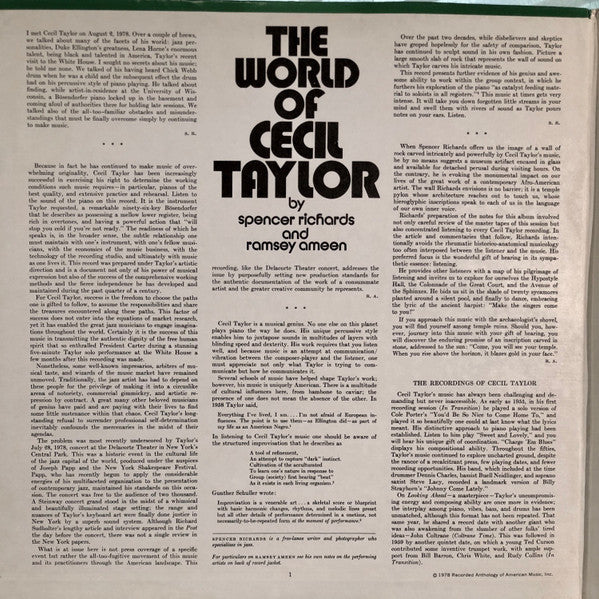 Cecil Taylor : The Cecil Taylor Unit (LP, Album)