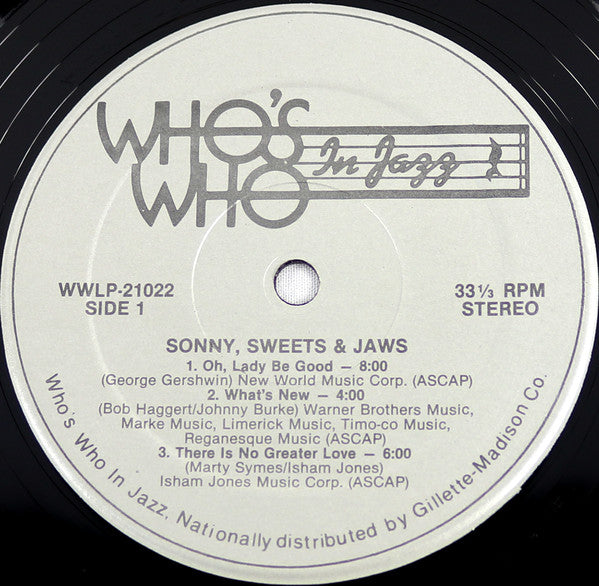 Sonny Stitt, Harry Sweets Edison* & Eddie Lockjaw Davis* : Sonny, Sweets & Jaws (LP, Album)