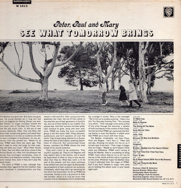 Peter, Paul And Mary* : See What Tomorrow Brings (LP, Album, Mono, Ter)