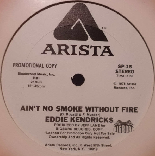 Eddie Kendricks : Ain't No Smoke Without Fire (12", Promo)