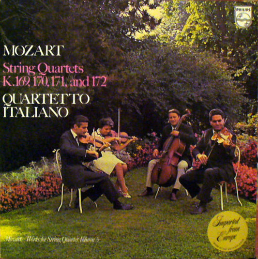 Mozart* - Quartetto Italiano : String Quartets K.169, 170, 171, And 172 (Works For String Quartet, Volume 5) (LP, Album)