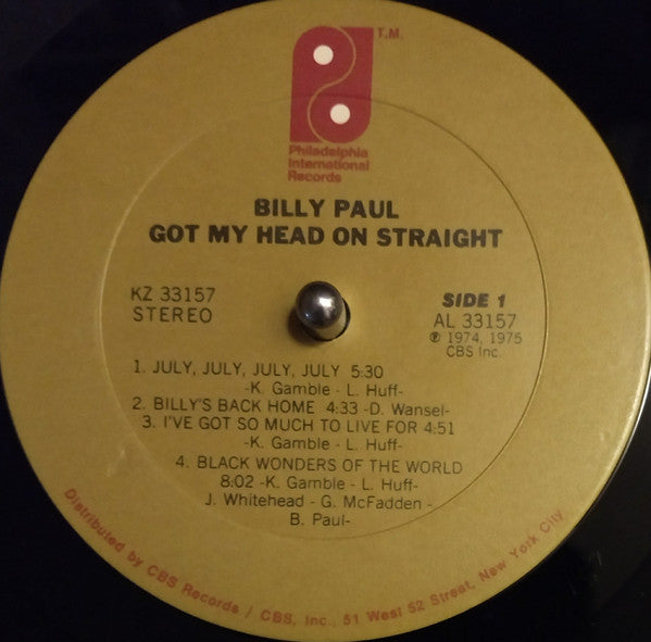 Billy Paul : Got My Head On Straight (LP, Album, Ter)
