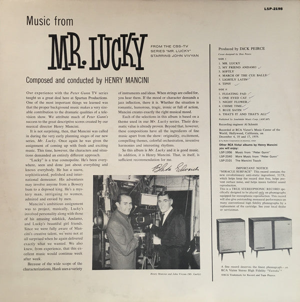 Henry Mancini : Music From Mr. Lucky (LP, Album, Ind)