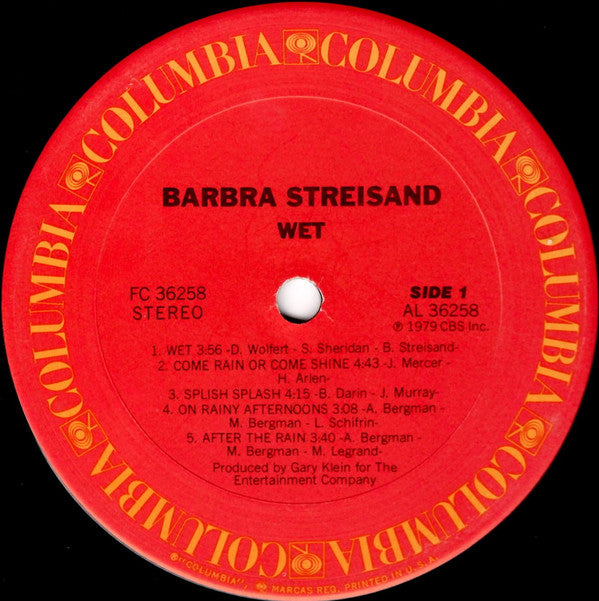 Barbra Streisand : Wet (LP, Album, San)