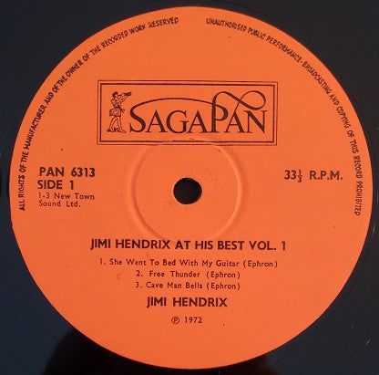 Jimi Hendrix : Jimi Hendrix At His Best (Volume 1) (LP, Album)