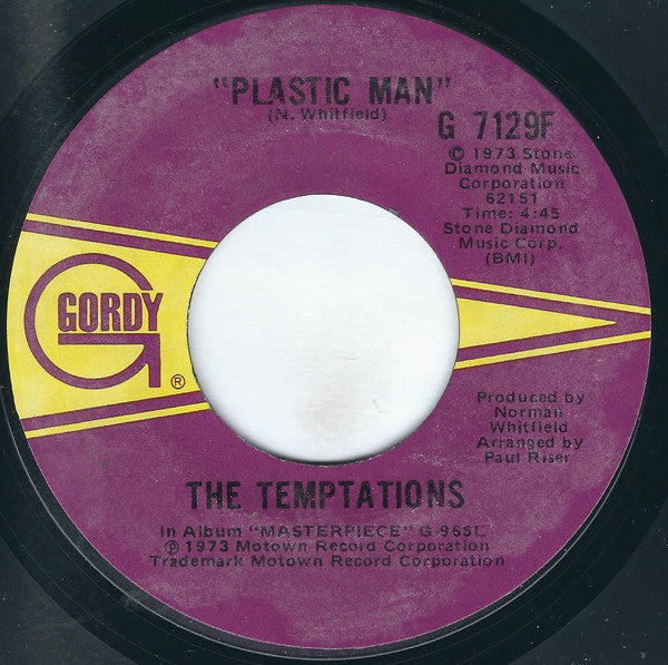 The Temptations : Plastic Man / Hurry Tomorrow (7", Single, Styrene, Mon)