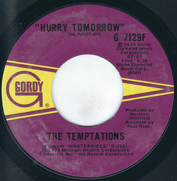 The Temptations : Plastic Man / Hurry Tomorrow (7", Single, Styrene, Mon)