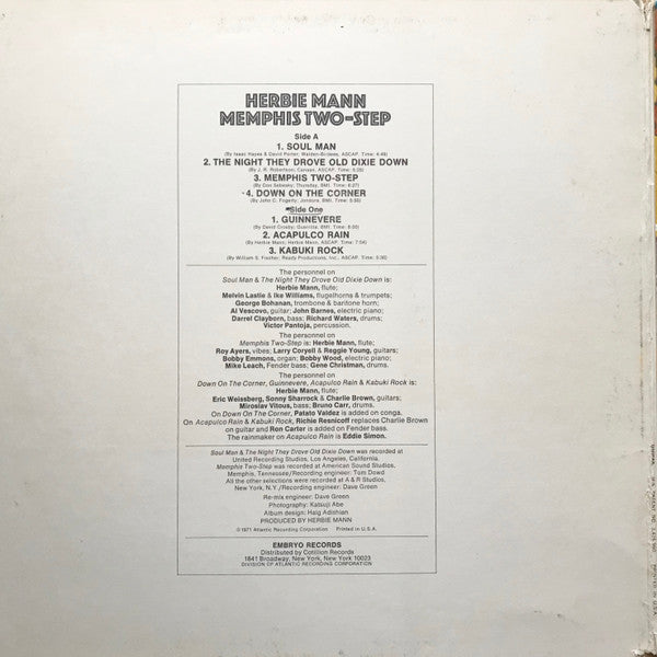 Herbie Mann : Memphis Two-Step (LP, Album, RE, RI )