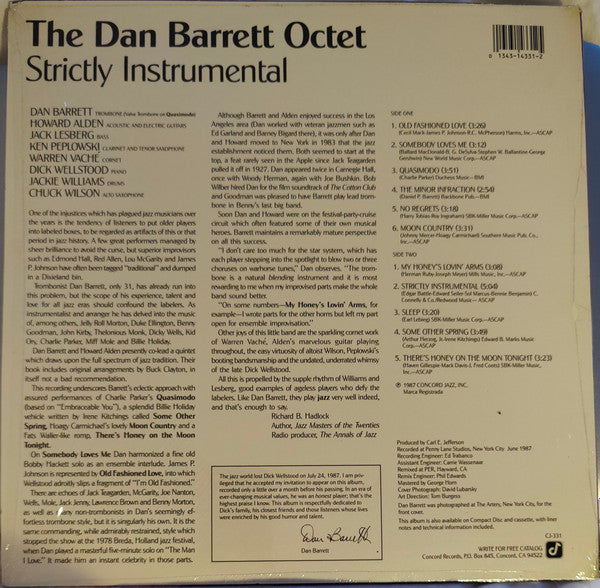 The Dan Barrett Octet : Strictly Instrumental (LP, Album)