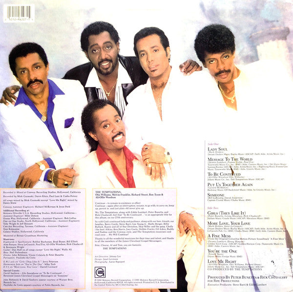 The Temptations : To Be Continued... (LP, Album, Sup)