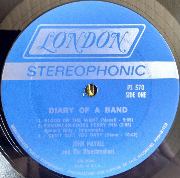 John Mayall : The Diary Of A Band - Selected Highspots From Sixty Hours Of Bluesbreakers Club Recordings (LP, Album)