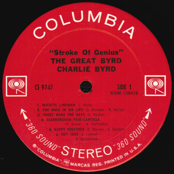 Charlie Byrd : The Great Byrd ("Stroke Of Genius") (LP, Album, Pit)