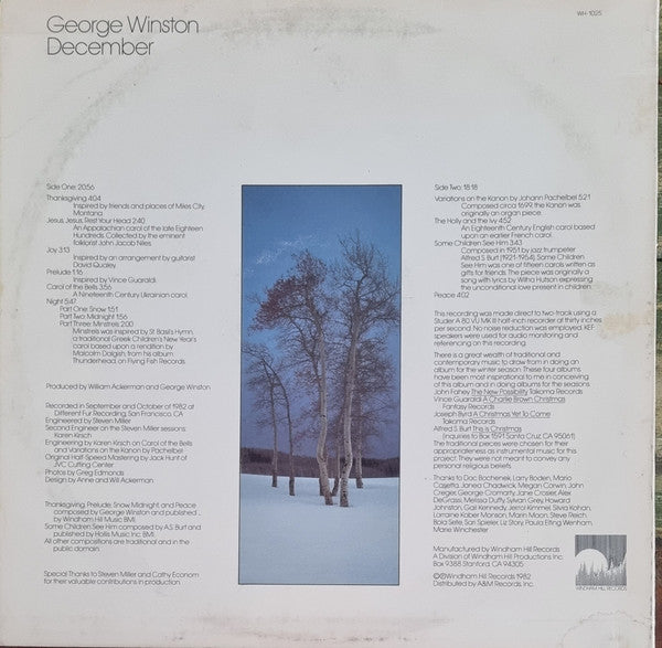 George Winston : December (LP, Album, RE, Ele)