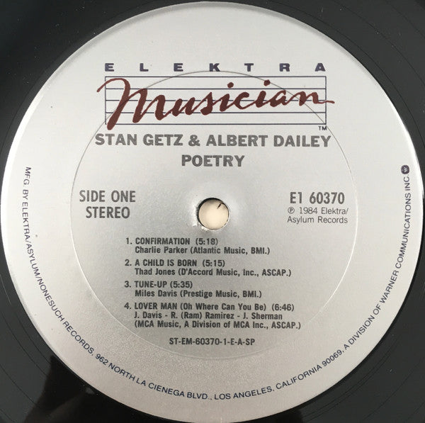 Stan Getz, Albert Dailey : Poetry (LP, Album, Club)