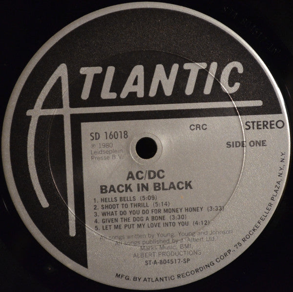 AC/DC : Back In Black (LP, Album, Club, CRC)